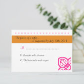 Oranje en roze ornamental Weddenschap RSVP (Staand voorkant)