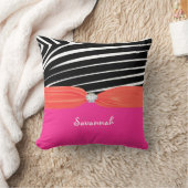 Oranje en roze personaliseer stijlvolle Zebra pilo Kussen (Deken)