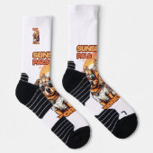 Oranje en Roze Pet Cartoon Scene Sokken (Rechts)