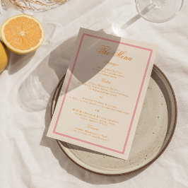 Oranje en Roze Preppy Strepen Menu Kaart