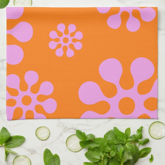 Oranje en roze rembloemen theedoek (Gevouwen)