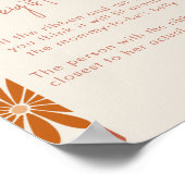 Oranje en roze Retro Bloemen Hoe groot is de buik Poster (Hoek)