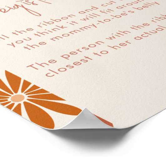 Oranje en roze Retro Bloemen Hoe groot is de buik Poster (Hoek)