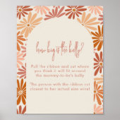 Oranje en roze Retro Bloemen Hoe groot is de buik Poster (Voorkant)