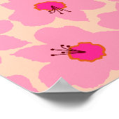 Oranje en roze Retro Bloemen Poster (Hoek)