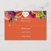 Oranje en roze roos RSVP Informatiekaartje (Voorkant)