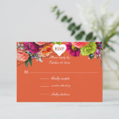 Oranje en roze roos RSVP Informatiekaartje (Staand voorkant)
