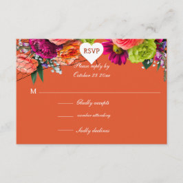 Oranje en roze roos RSVP Informatiekaartje