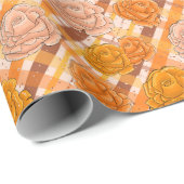 Oranje en roze rozen cadeaupapier (Rol Hoek)