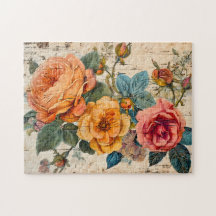 Oranje en Roze Rozen op Rustiek Hout