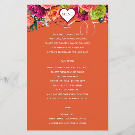 Oranje en roze rozenmenu (Voorkant)