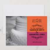 Oranje en roze save the date trouwkaart kaart (Voorkant / Achterkant)