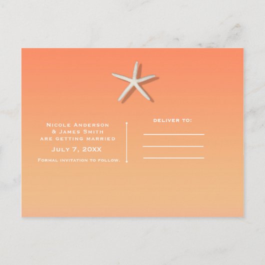 Oranje en roze strand Summer Save the Date Aankondigingskaart (Achterkant)