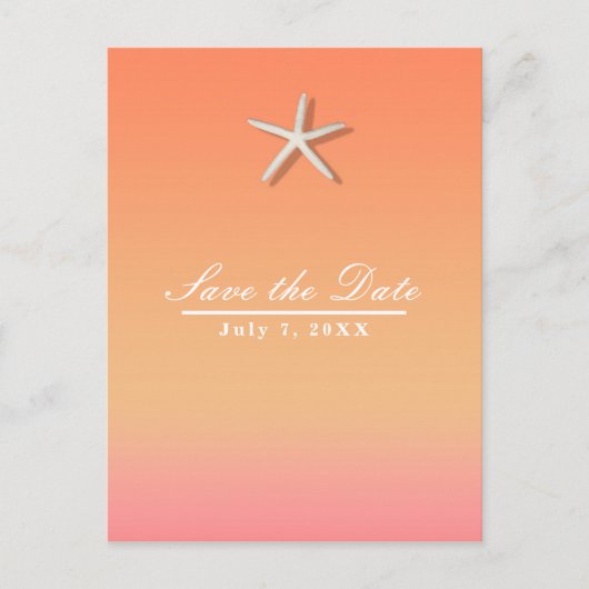Oranje en roze strand Summer Save the Date Aankondigingskaart (Voorkant)