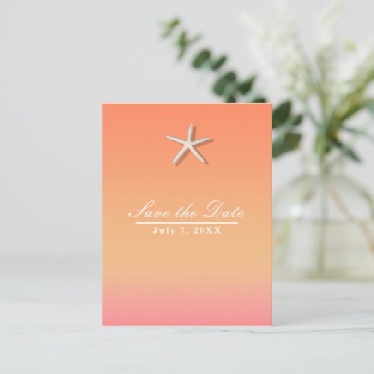 Oranje en roze strand Summer Save the Date Aankondigingskaart (Staand voorkant)