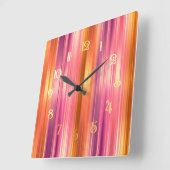 Oranje en roze strepen vierkante klok (Hoek)