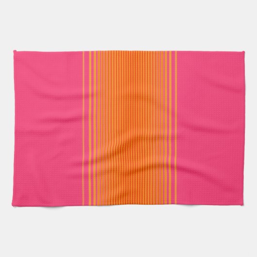Oranje en roze strippatroon theedoek (Horizontaal)