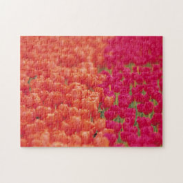 Oranje en roze tulpen legpuzzel