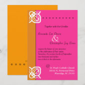 Oranje en roze uitnodiging voor sierweddenschappen (Voorkant / Achterkant)