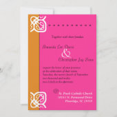 Oranje en roze uitnodiging voor sierweddenschappen (Voorkant)