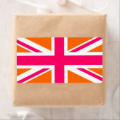 Oranje en Roze Union Jack Etiket (Insitu)