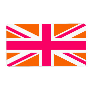 Oranje en Roze Union Jack Etiket
