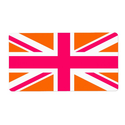 Oranje en Roze Union Jack Etiket (Voorkant)