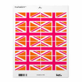 Oranje en Roze Union Jack Etiket (Full Sheet)