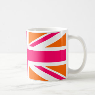 Oranje en Roze Union Jack Koffiemok