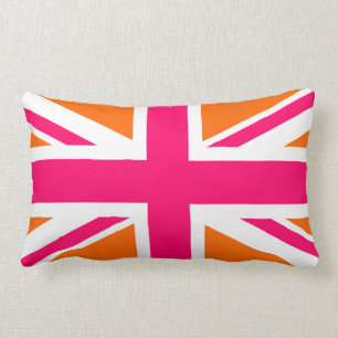 Oranje en Roze Union Jack Kussen