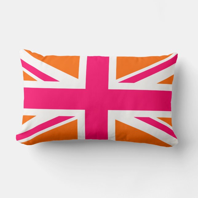 Oranje en Roze Union Jack Kussen (Voorkant)