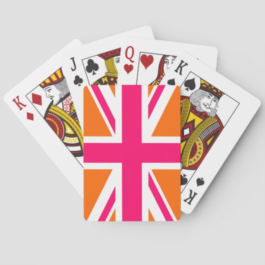 Oranje en Roze Union Jack Pokerkaarten (Achterkant)