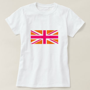 Oranje en Roze Union Jack T-shirt