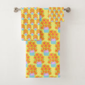 Oranje en roze voorjaarsbloemen bad handdoek (Insitu)