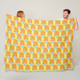 Oranje en roze voorjaarsbloemen fleece deken