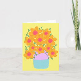 Oranje en roze voorjaarsbloemen kaart