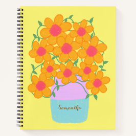 Oranje en roze voorjaarsbloemen notitieboek