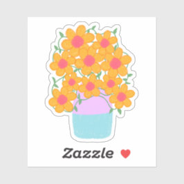 Oranje en roze voorjaarsbloemen sticker