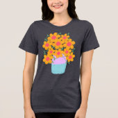 Oranje en roze voorjaarsbloemen Tri-Blend shirt (Voorkant)