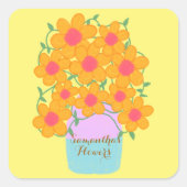 Oranje en roze voorjaarsbloemen vierkante sticker (Voorkant)