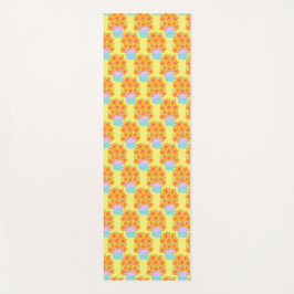 Oranje en roze voorjaarsbloemen yogamat