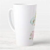 Oranje en roze waterverf floraal gepersonaliseerd latte mok (Linkerhoek)