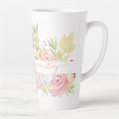 Oranje en roze waterverf floraal gepersonaliseerd latte mok (Rechts)