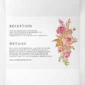 Oranje en roze Waterverf herfst bloemen bruiloft Drieluik Uitnodiging (Binnenkant midden)