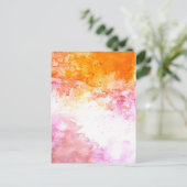Oranje en Roze Waterverf Inktpatroon Briefkaart (Staand voorkant)