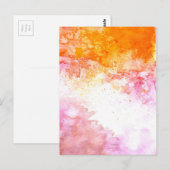 Oranje en Roze Waterverf Inktpatroon Briefkaart (Voorkant / Achterkant)