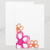 Oranje en roze wilde bloemen briefpapier (Voorkant / Achterkant)