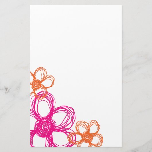 Oranje en roze wilde bloemen briefpapier (Voorkant)
