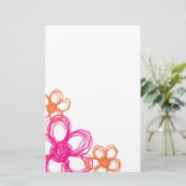 Oranje en roze wilde bloemen briefpapier (Staand voorkant)