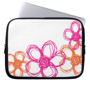 Oranje en roze wilde bloemen laptop sleeve